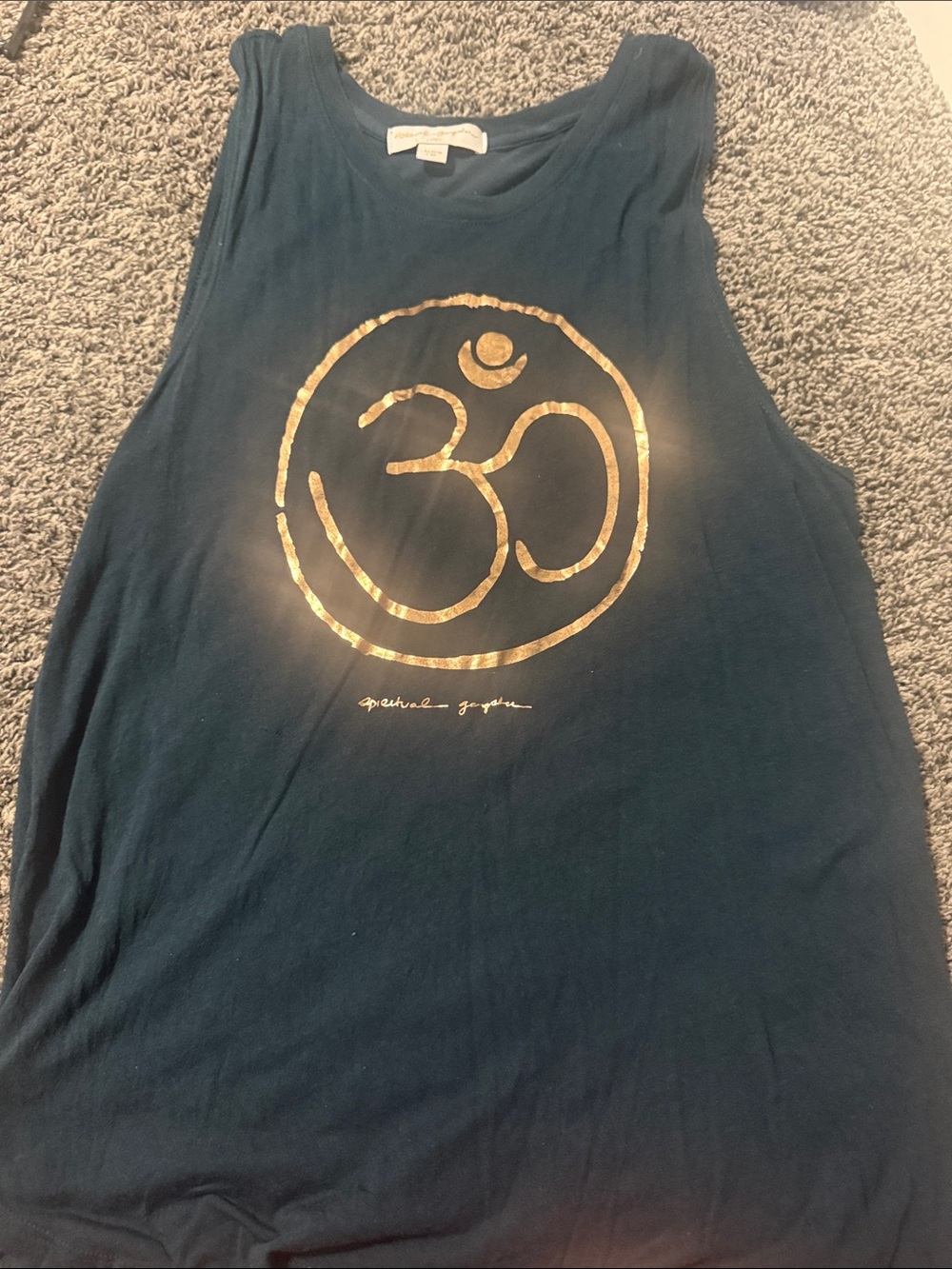 Spiritual Gangster Navy Tank with Gold Om Graphic